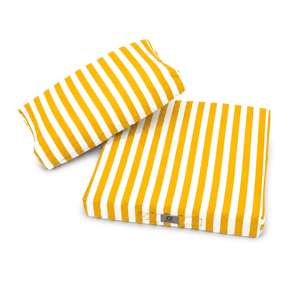 Ensemble Coussins Chaise Jardin 40x40 Rayure Jaune - Premium 270g (Assise + Dossier)