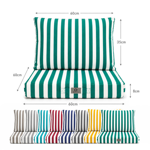 Conjunto de Cojines para Salón de Jardín 60x60 Rayas Verde - Premium 270g (Asiento + Respaldo)