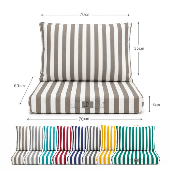 Conjunto Cojines Jardín 60x70 Rayas Beige - Premium 270g (Asiento + Respaldo)