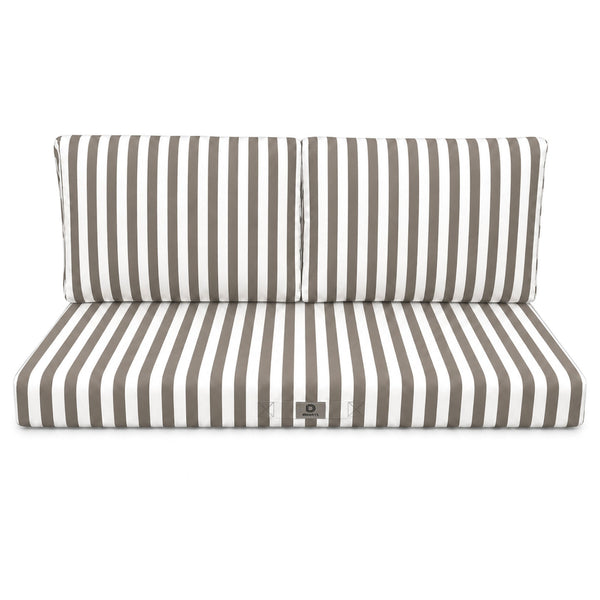 Ensemble Coussins Salon Jardin 120x60 Rayure Beige - Premium 270g (1 Assise + 2 Dossiers)