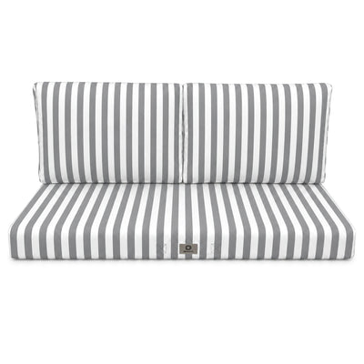 Conjunto de Cojines para Salón de Jardín 100x50 Rayas Gris Claro - Premium 270g (1 Asiento + 2 Respaldos)