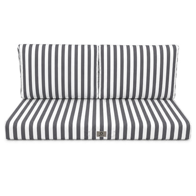 Conjunto de Cojines para Salón de Jardín 120x60 Rayas Gris Oscuro - Premium 270g (1 Asiento + 2 Respaldos)