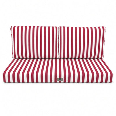 Conjunto de Cojines para Salón de Jardín 120x60 Rayas Rojas - Premium 270g (1 Asiento + 2 Respaldos)