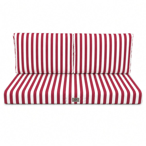 Conjunto de Cojines para Salón de Jardín 100x50 Rayas Rojas - Premium 270g (1 Asiento + 2 Respaldos)
