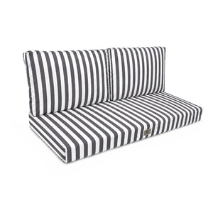 Conjunto de Cojines para Salón de Jardín 100x50 Rayas Gris Oscuro - Premium 270g (1 Asiento + 2 Respaldos)