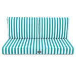 Conjunto de Cojines para Salón de Jardín 120x60 Rayas Turquesa - Premium 270g (1 Asiento + 2 Respaldos)