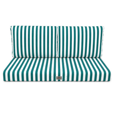 Conjunto de Cojines para Salón de Jardín 100x50 Rayas Verde - Premium 270g (1 Asiento + 2 Respaldos)