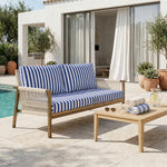 Conjunto de Cojines para Salón de Jardín 120x60 Rayas Azul Marino - Premium 270g (1 Asiento + 2 Respaldos)