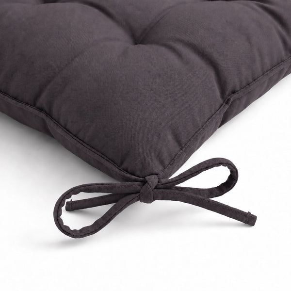 Lot de 4 Galettes de Chaise 40x40 Gris Carbone - Intérieur & Extérieur (Déperlant avec Attaches)