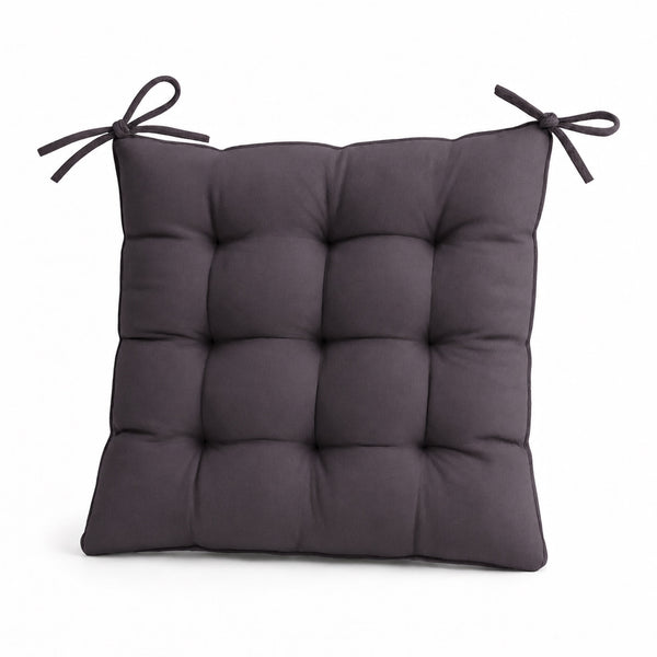 Lot de 4 Galettes de Chaise 40x40 Gris Carbone - Intérieur & Extérieur (Déperlant avec Attaches)