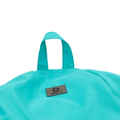 Pouf extérieur Déco Arts XL 110x120 cm en tissu bleu Caraïbes, déhoussable, imperméable, garni de billes pour un confort optimal.