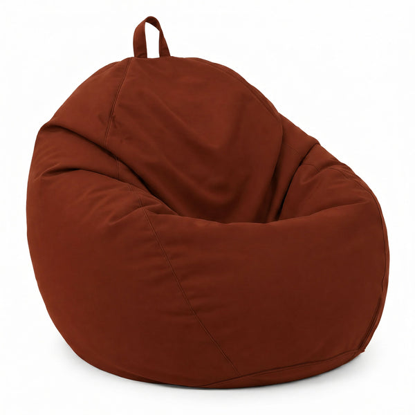 Pouf Poire XL 110x120 Terracotta - Déhoussable & Imperméable (Garni Billes)