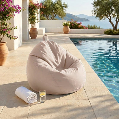 Pouf poire XL de exterior - 110x120 cm - Beige