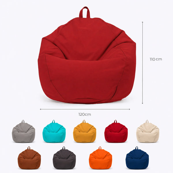 Pouf Poire XL 110x120 Rouge - Déhoussable & Imperméable (Garni Billes)