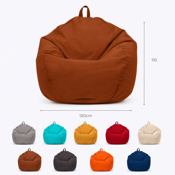 Pouf Poire XL 110x120 Terracotta - Déhoussable & Imperméable (Garni Billes)