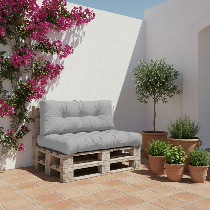 Conjunto de Cojines para Palé 120x80 Gris Guijarro - Impermeable & Grueso 15cm