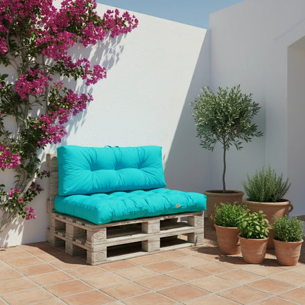 Ensemble Coussins Palette 120x80 Bleu Caraïbes - Imperméable & Épais 15cm