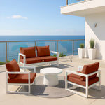 Ensemble de coussins de salon de jardin 60x60 cm en terracotta, déhoussables et anti-UV pour fauteuils et canapés.