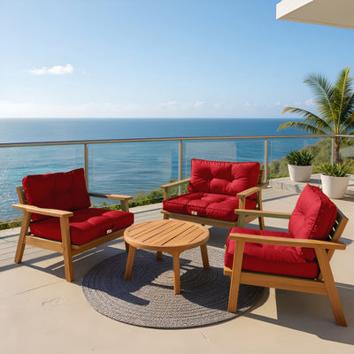 Rouge capitonné 60x60 cm, épais 15 cm, coussins pour fauteuils et canapés, assise et dossier, Deco-arts.fr.