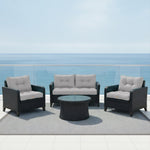 Ensemble de coussins capitonnés gris galet pour fauteuils et canapés, épais 15cm, moelleux, pour assise et dossier.