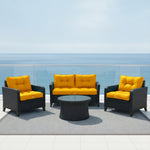 Coussins pour salon de jardin capitonné 60x60cm jaune - Deco-arts.fr