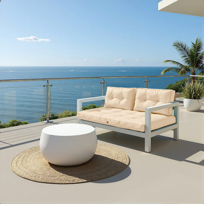 Ensemble de coussins capitonnés beige pour banquette, comprenant une assise et deux dossiers, épaisseur 15cm, pour fauteuils et canapés.