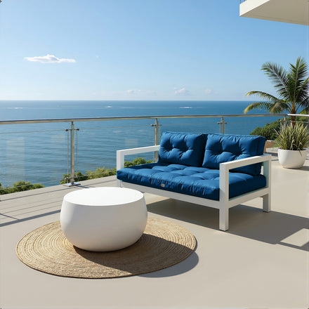 Ensemble Coussins Capitonné Banquette 120x60 Bleu Pétrole - Épais 15cm (1 Assise + 2 Dossiers)