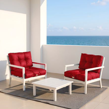 Conjunto de Cojines Acolchados 50x50 Rojo - Grueso 15cm & Mullido (Asiento + Respaldo)