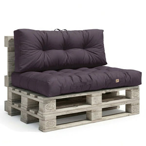 Ensemble Coussins Palette 120x80 Gris Carbone - Imperméable & Épais 15cm
