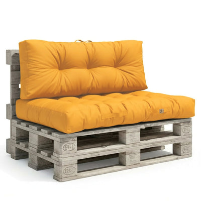 Coussins pour fauteuils et canapés Deco-arts.fr en jaune miel, imperméables, épais 15 cm, palette 120x80 cm.