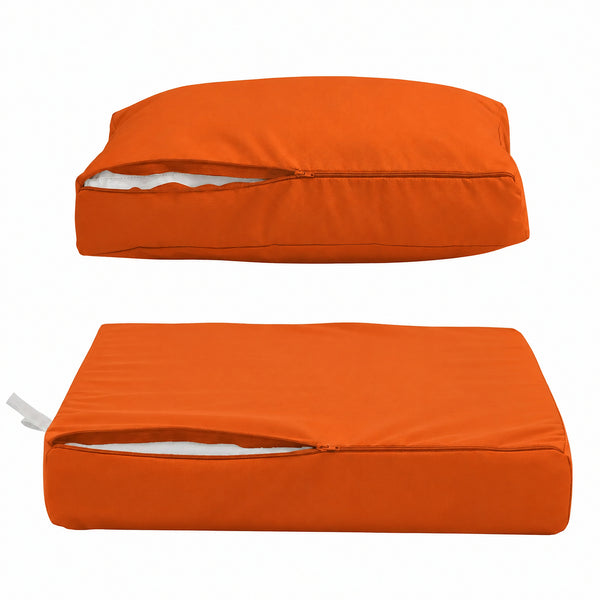 Ensemble Coussins Salon Jardin 60x60 Orange - Déhoussable & Anti-UV (Assise + Dossier)