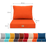Conjunto de Cojines para Salón de Jardín 50x60 Naranja - Ancho 60 cm (Asiento + Respaldo)