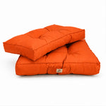 Ensemble Coussins Capitonné 50x50 Orange - Épais 15cm & Moelleux (Assise + Dossier)