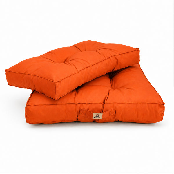 Ensemble Coussins Capitonné 50x50 Orange - Épais 15cm & Moelleux (Assise + Dossier)