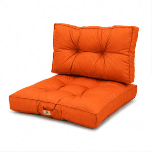 Conjunto de Cojines Acolchados 50x50 Naranja - Grueso 15cm & Mullido (Asiento + Respaldo)