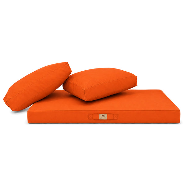 Conjunto de Cojines para Salón de Jardín 100x50 Naranja - Con Funda Extraíble & Anti-UV (1 Asiento + 2 Respaldos)