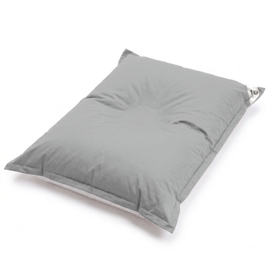 Pouf géant flottant Gris Galet sur fond blanc, vue plongeante