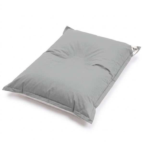 Pouf géant flottant Gris Galet sur fond blanc, vue plongeante