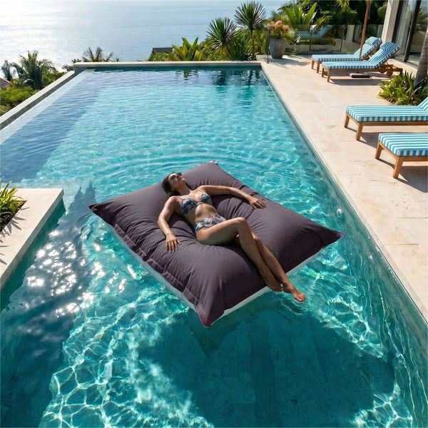 Housse de Pouf Flottant XXL 180x140 Gris Carbone - (Housse Seule à Garnir - Spécial Piscine)