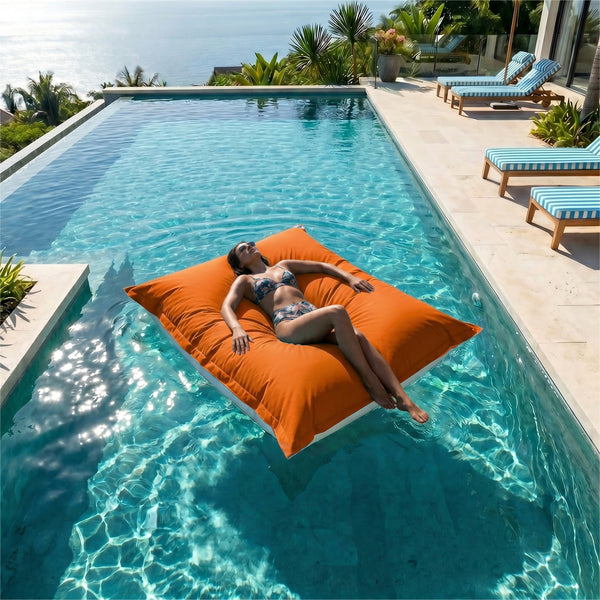 Funda de Puf Flotante XXL 180x140 Naranja - (Funda para Rellenar - Spécial Piscina)
