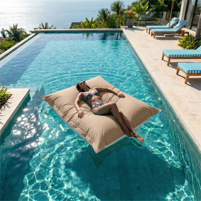 Funda de Puf Flotante XXL 180x140 Beige - (Funda para Rellenar - Spécial Piscina)