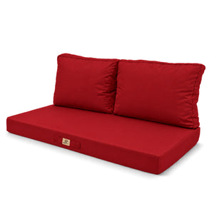 Conjunto de Cojines para Salón de Jardín 120x60 Rojo - Con Funda Extraíble & Anti-UV (1 Asiento + 2 Respaldos)