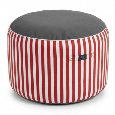 Pouf Rond Rayure Rouge - Premium 270g - Hauteur 40cm Diamètre 70cm