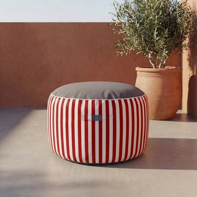 Pouf Rond Rayure Rouge - Premium 270g - Hauteur 40cm Diamètre 70cm