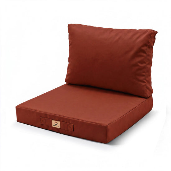 Ensemble Coussins Salon Jardin 60x60 Terracotta - Déhoussable & Anti-UV (Assise + Dossier)