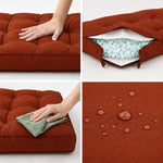Ensemble Coussins Capitonné 50x50 Terracotta - Épais 15cm & Moelleux (Assise + Dossier)