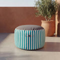 Pouf Rond Rayure Turquoise - Premium 270g - Hauteur 40cm Diamètre 70cm
