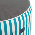 Pouf Rond Rayure Turquoise - vue latérale