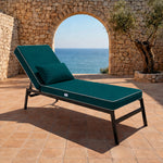 Colchoneta Premium para Tumbona 190x60 Verde Esmeralda - Grueso 10cm & Reposacabezas (Funda Extraíble)