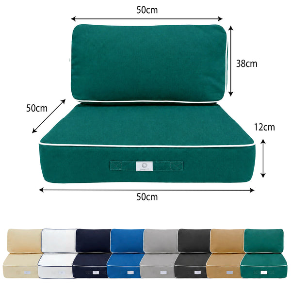 Conjunto de Cojines Premium 50x50 Verde Esmeralda - Grueso 12cm & Acabado con Ribete